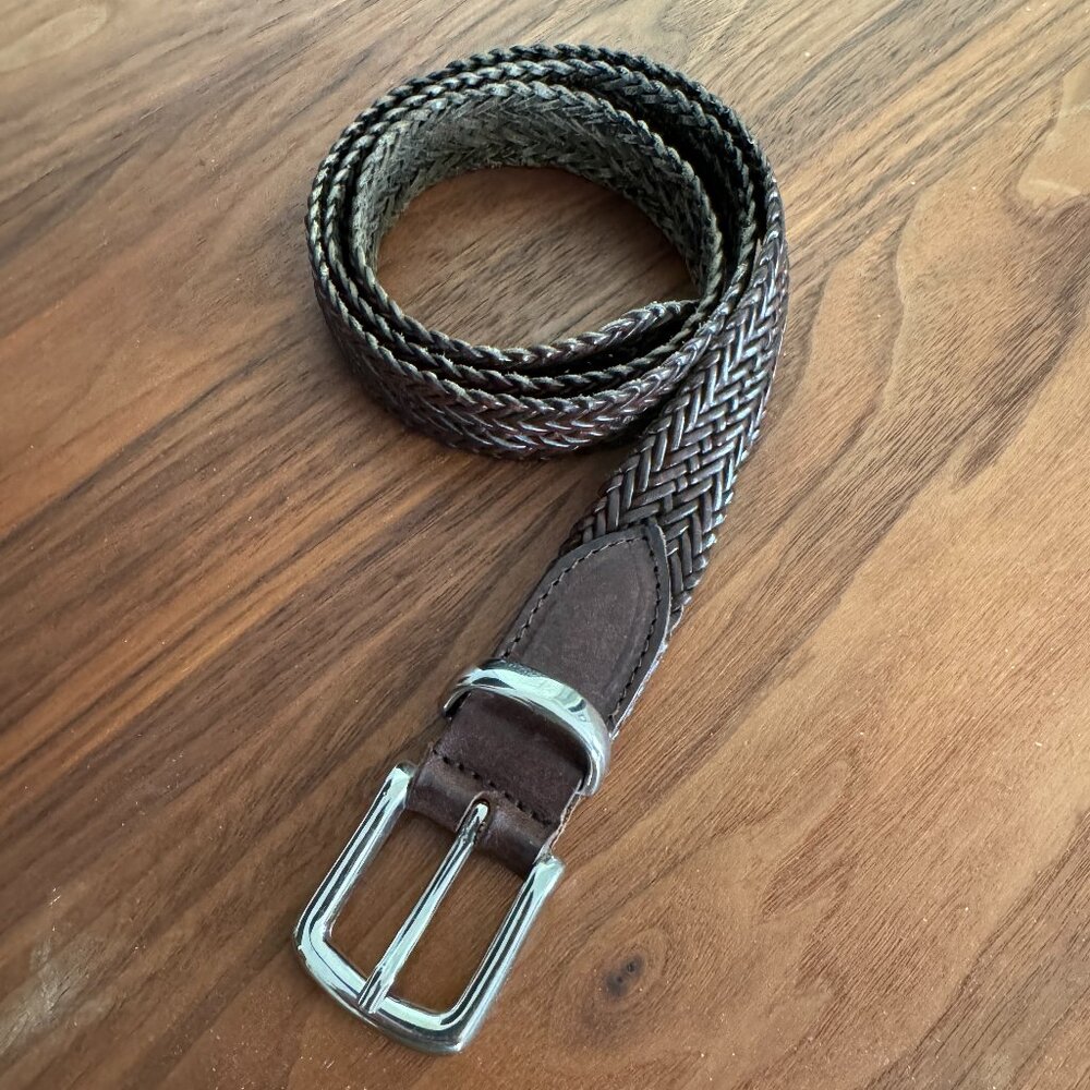 Brown braided leather belt
